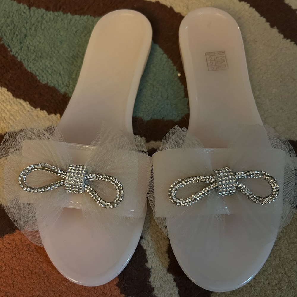 Unbranded Rhinestone Bow Open Toe Slides - Picture 4 of 7